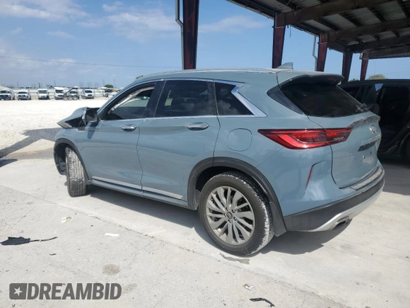 2023 Infiniti QX50 Luxe with VIN 3PCAJ5BA5PF113510, listed as a Copart auction lot 47180215 with 19,543 mi miles and Non repairable. Bid and sale history available at DreamBid. Image 2.