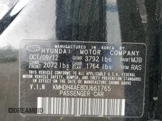 2013 Hyundai Elantra GLS с VIN KMHDH4AE8DU661765, выставлен на аукционе Copart как лот 57524075 с пробегом 195 369 миль миль и Списание • Salvage title. История ставок и продаж доступна на DreamBid. Изображение 12.