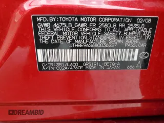 2008 Lexus GS 350 z VIN JTHBE96S680036227, wystawiony jako Copart lot #59577605 z przebiegiem 111 955 mil mil oraz Szkoda całkowita • Salvage title. Historia ofert i sprzedaży dostępna na DreamBid. Obrazek 12.