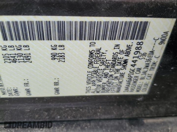 2016 Nissan Maxima SV z VIN 1N4AA6AP1GC441988, wystawiony jako Copart lot #58299485 z przebiegiem 181 431 mil mil oraz Szkoda całkowita • Salvage title. Historia ofert i sprzedaży dostępna na DreamBid. Obrazek 12.