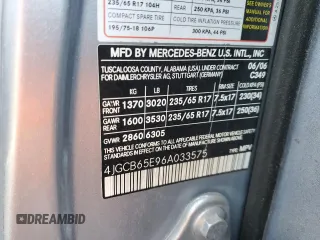2006 Mercedes-Benz R 3.5L with VIN 4JGCB65E96A033575, listed as a Copart auction lot 84544394 with 335,277 mi miles and Clean Title. Bid and sale history available at DreamBid. Image 12.