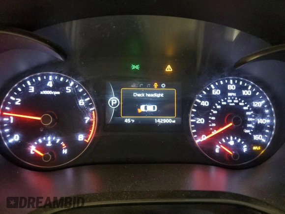 2016 Kia Optima SX Turbo with VIN 5XXGW4L27GG011734, listed as a Copart auction lot 45568905 with 142,900 mi miles and Salvage Title. Bid and sale history available at carsss.com. Image 9.
