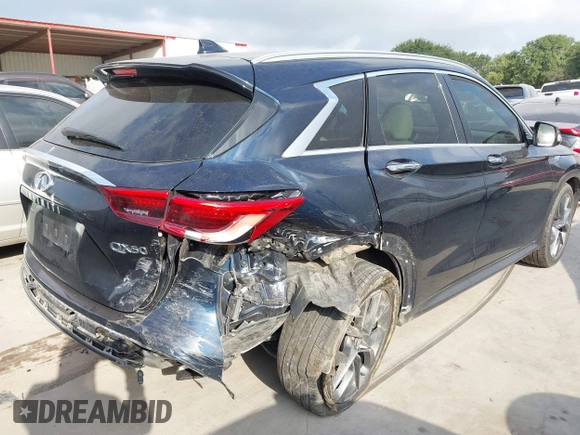 2019 Infiniti QX50 Luxe with VIN 3PCAJ5M14KF110183, listed as a IAAI auction lot 42323546 with 63,757 mi miles and . Bid and sale history available at DreamBid. Image 4.