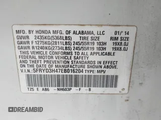 2014 Acura MDX Technology z VIN 5FRYD3H47EB016204, wystawiony jako IAAI lot #42380816 z przebiegiem 141 369 mil mil oraz . Historia ofert i sprzedaży dostępna na DreamBid. Obrazek 9.
