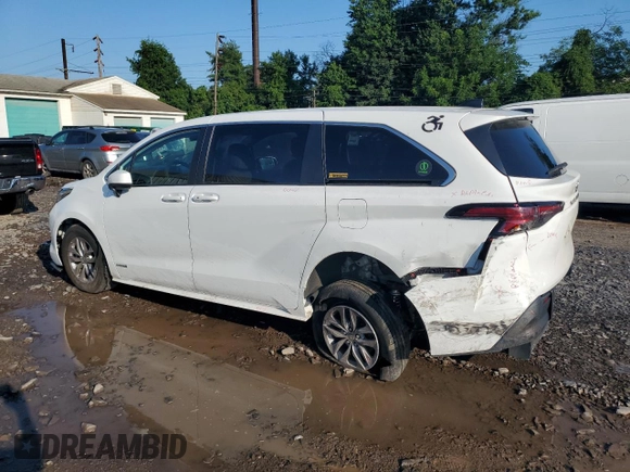 2021 Toyota Sienna LE with VIN 5TDKRKEC1MS044265, listed as a Copart auction lot 65246005 with 84,187 mi miles and Salvage title. Bid and sale history available at DreamBid. Image 2.