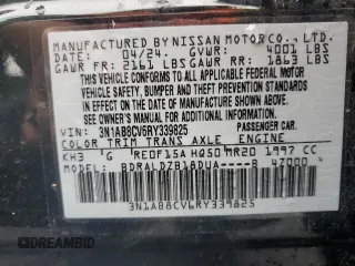 2024 Nissan Sentra SV с VIN 3N1AB8CV6RY339825, выставлен на аукционе Copart как лот 61484355 с пробегом 29 932 миль миль и Чистый • Clean title. История ставок и продаж доступна на DreamBid. Изображение 12.