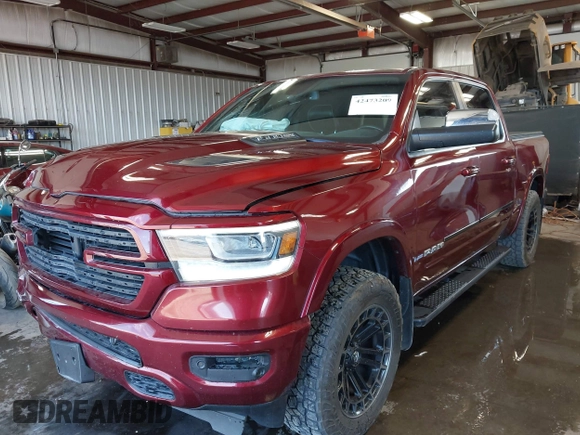 2019 Ram 1500 Laramie with VIN 1C6SRFJT8KN696341, listed as a IAAI auction lot 42473209 with 55,480 mi miles and . Bid and sale history available at DreamBid. Image 2.