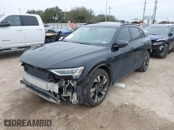 2021 Audi e-tron Premium with VIN WA1AAAGE6MB027927, listed as a IAAI auction lot 41603440 with 111,631 mi miles. Bid and sale history available at carsss.com. Image 2.