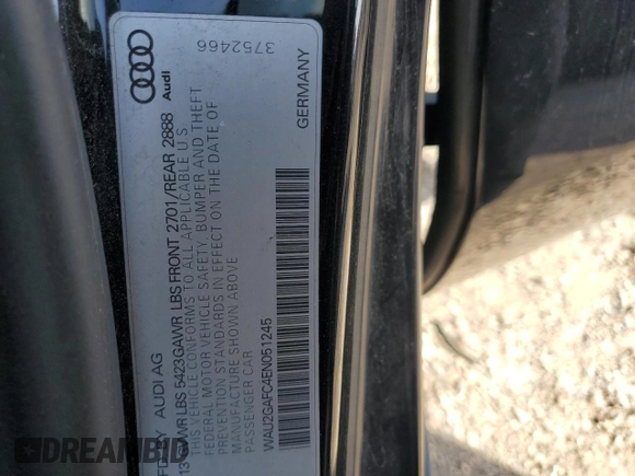 2014 Audi A7 Prestige с VIN WAU2GAFC4EN051245, выставлен на аукционе Copart как лот 55777015 с пробегом 149 609 миль миль и Чистый • Clean title. История ставок и продаж доступна на DreamBid. Изображение 13.