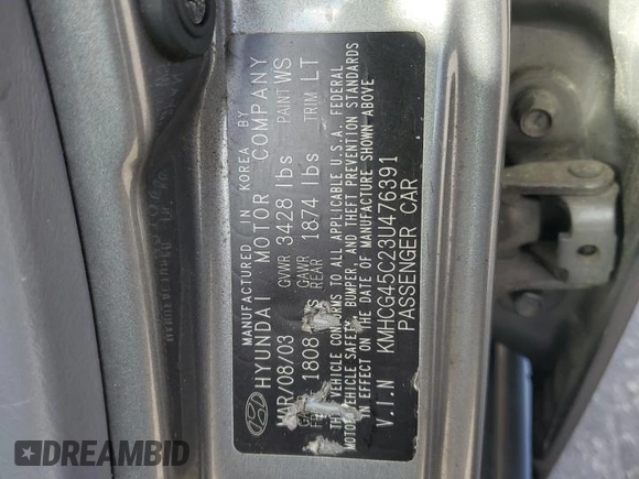 2003 Hyundai Accent GL with VIN KMHCG45C23U476391, listed as a Copart auction lot 78474264 with 155,731 mi miles and Salvage Title. Bid and sale history available at carsss.com. Image 14.