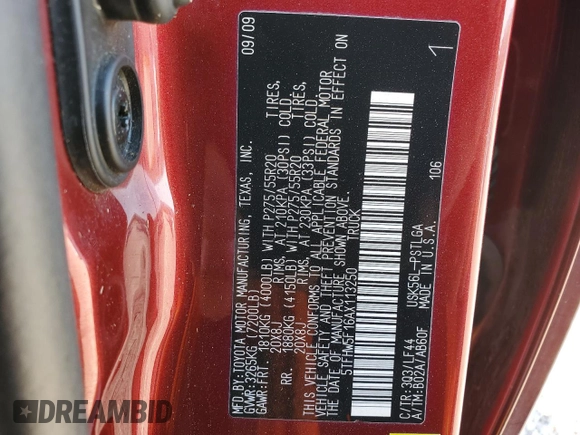2010 Toyota Tundra 4WD Truck LTD with VIN 5TFHW5F16AX113250, listed as a Copart auction lot 69619084 with 169,765 mi miles and Clean Title. Bid and sale history available at carsss.com. Image 12.