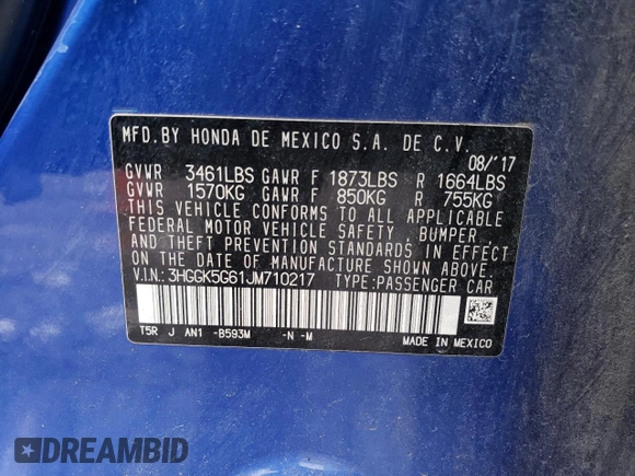 2018 Honda Fit Sport with VIN 3HGGK5G61JM710217, listed as a Copart auction lot 44733225 with 65,158 mi miles and Salvage Title. Bid and sale history available at DreamBid. Image 14.