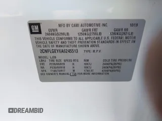 2010 Chevrolet Equinox LTZ with VIN 2CNFLGEY6A6245513, listed as a IAAI auction lot 41853224 with 130,999 mi miles and . Bid and sale history available at DreamBid. Image 9.