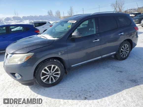 2014 Nissan Pathfinder S z VIN 5N1AR2MM2EC671173, wystawiony jako Copart lot #46240595 z przebiegiem 212 151 mil mil oraz Czysty tytuł • Clean title. Historia ofert i sprzedaży dostępna na DreamBid. Obrazek 1.