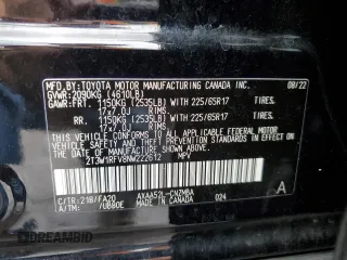 2022 Toyota RAV4 XLE with VIN 2T3W1RFV8NW222612, listed as a Copart auction lot 60675335 with 63,446 mi miles and Salvage title. Bid and sale history available at DreamBid. Image 13.