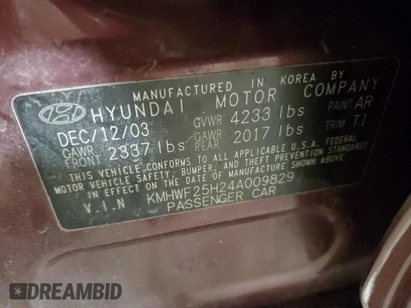 2004 Hyundai Sonata with VIN KMHWF25H24A009829, listed as a Copart auction lot 44333285 with 143,310 mi miles and Clean Title. Bid and sale history available at carsss.com. Image 12.