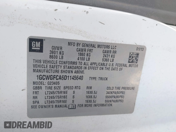 2013 Chevrolet Express Cargo z VIN 1GCWGFCA6D1145640, wystawiony jako IAAI lot #42379485 z przebiegiem 174 877 mil mil oraz . Historia ofert i sprzedaży dostępna na DreamBid. Obrazek 9.