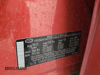 2023 Hyundai Santa Fe Calligraphy z VIN 5NMS54AL2PH495094, wystawiony jako Copart lot #48189065 z przebiegiem Nie podano mil oraz Szkoda całkowita • Salvage title. Historia ofert i sprzedaży dostępna na DreamBid. Obrazek 14.