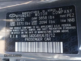 2024 Hyundai Elantra SEL с VIN KMHLS4DG4RU678712, выставлен на аукционе IAAI как лот 41771544 с пробегом 16 211 миль миль и . История ставок и продаж доступна на DreamBid. Изображение 9.
