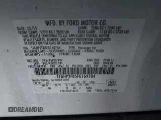 2015 Ford Taurus Limited с VIN 1FAHP2F85FG169704, выставлен на аукционе IAAI как лот 41152599 с пробегом 167 589 миль миль и . История ставок и продаж доступна на DreamBid. Изображение 9.