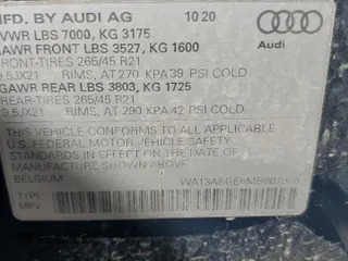 2021 Audi e-tron Sportback Prestige z VIN WA13ABGE6MB007966, wystawiony jako Copart lot #64278064 z przebiegiem 26 989 mil mil oraz Szkody całkowita. Historia ofert i sprzedaży dostępna na DreamBid. Obrazek 15.