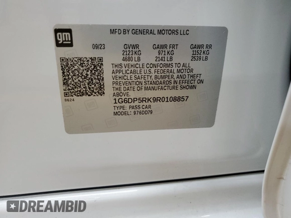 2024 Cadillac CT5 Sport z VIN 1G6DP5RK9R0108857, wystawiony jako Copart lot #41823745 z przebiegiem 19 402 mil mil oraz Szkody całkowita. Historia ofert i sprzedaży dostępna na DreamBid. Obrazek 13.