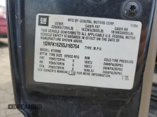 2005 Chevrolet Suburban LT с VIN 1GNFK16Z65J165754, выставлен на аукционе Copart как лот 56762235 с пробегом 161 338 миль миль и Списание • Salvage title. История ставок и продаж доступна на DreamBid. Изображение 13.