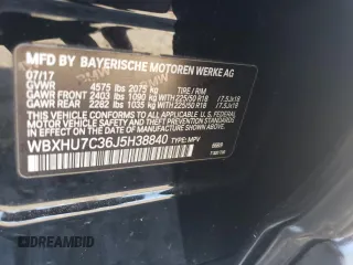 2018 BMW X1 sDrive28i with VIN WBXHU7C36J5H38840, listed as a Copart auction lot 65456232 with 47,575 mi miles. Bid and sale history available at carsss.com. Image 10.