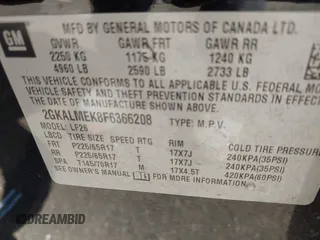2015 GMC Terrain SLE z VIN 2GKALMEK8F6366208, wystawiony jako IAAI lot #41846623 z przebiegiem 198 841 mil mil oraz . Historia ofert i sprzedaży dostępna na DreamBid. Obrazek 9.