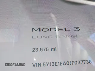 2018 Tesla Model 3 Long Range Battery with VIN 5YJ3E1EA0JF037736, listed as a IAAI auction lot 41423506 with 23,675 mi miles and . Bid and sale history available at DreamBid. Image 14.