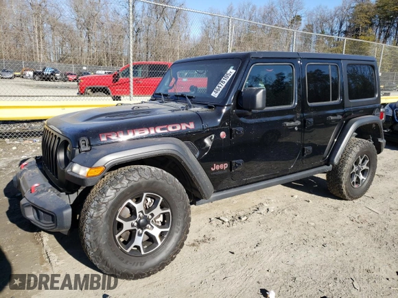 2021 Jeep Wrangler Unlimited Rubicon with VIN 1C4HJXFGXMW580776, listed as a Copart auction lot 46478105 with 56,120 mi miles and Salvage Title. Bid and sale history available at DreamBid. Image 1.