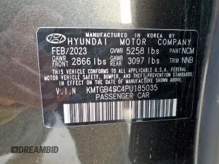 2023 Genesis G80 2.5T with VIN KMTGB4SC4PU185035, listed as a Copart auction lot 52082005 with 45,868 mi miles and Salvage title. Bid and sale history available at DreamBid. Image 14.