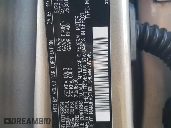 2013 Volvo XC70 3.2L with VIN YV4952BL8D1158854, listed as a Copart auction lot 67446474 with 180,013 mi miles and Salvage Title. Bid and sale history available at DreamBid. Image 13.