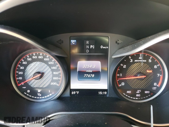 2017 Mercedes-Benz C 63 S AMG with VIN WDDWJ8HB4HF471689, listed as a Copart auction lot 87225834 with 77,678 mi miles and Salvage Title. Bid and sale history available at carsss.com. Image 9.