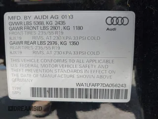 2013 Audi Q5 Premium Plus with VIN WA1LFAFP7DA056243, listed as a IAAI auction lot 42419318 with 53,053 mi miles and . Bid and sale history available at DreamBid. Image 9.