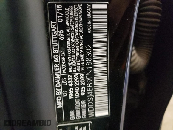 2015 Mercedes-Benz CLA 250 with VIN WDDSJ4EB9FN188302, listed as a Copart auction lot 59396273 with 134,649 mi miles and . Bid and sale history available at DreamBid. Image 12.