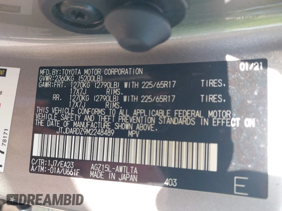 2021 Lexus NX 300 с VIN JTJDARDZ9M2248489, выставлен на аукционе IAAI как лот 42338925 с пробегом 39 436 миль миль и . История ставок и продаж доступна на DreamBid. Изображение 9.
