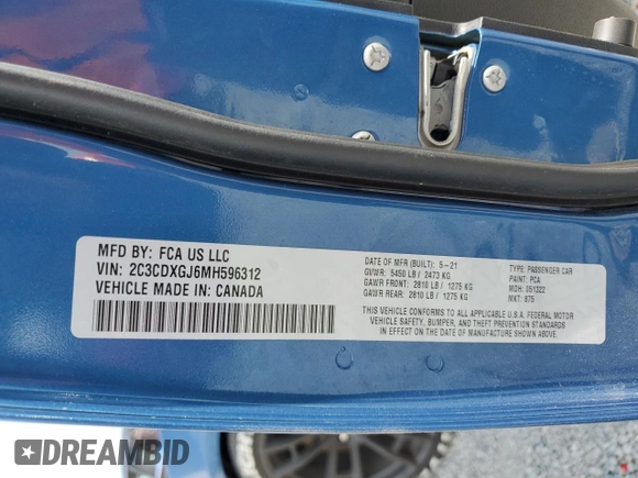 2021 Dodge Charger Scat Pack with VIN 2C3CDXGJ6MH596312, listed as a Copart auction lot 55108165 with 19,731 mi miles and Clean Title. Bid and sale history available at DreamBid. Image 12.