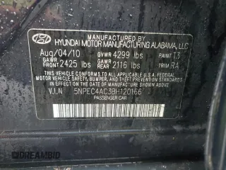 2011 Hyundai Sonata Limited with VIN 5NPEC4AC3BH120166, listed as a Copart auction lot 56607365 with 127,608 mi miles and Clean Title. Bid and sale history available at DreamBid. Image 12.