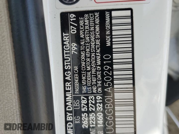 2020 Mercedes-Benz S-Class S 450 with VIN WDDUG6GB0LA502910, listed as a Copart auction lot 66908504 with 86,333 mi miles and Salvage Title. Bid and sale history available at carsss.com. Image 13.