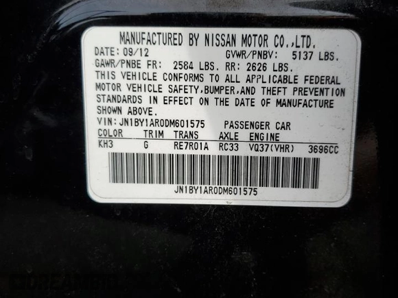 2013 Infiniti M37 with VIN JN1BY1AR0DM601575, listed as a Copart auction lot 78614134 with 158,729 mi miles and Salvage Title. Bid and sale history available at carsss.com. Image 12.