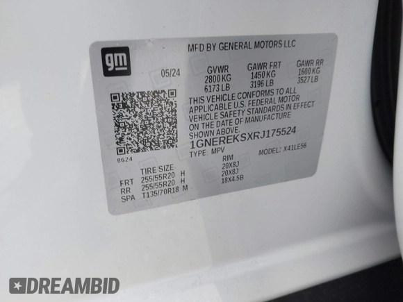 2024 Chevrolet Traverse FWD LS with VIN 1GNEREKSXRJ175524, listed as a IAAI auction lot 41273400 with 6,365 mi miles and . Bid and sale history available at DreamBid. Image 9.