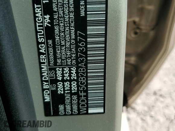 2011 Mercedes-Benz E 350 Luxury with VIN WDDHF5GB2BA373677, listed as a Copart auction lot 62362365 with 124,380 mi miles and Salvage title. Bid and sale history available at DreamBid. Image 12.