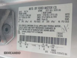 2015 Ford Transit Connect XL with VIN NM0LS6E71F1178936, listed as a IAAI auction lot 41670181 with 269,300 mi miles and . Bid and sale history available at DreamBid. Image 9.