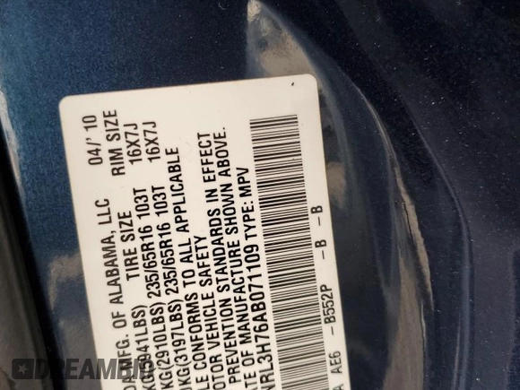 2010 Honda Odyssey EX-L z VIN 5FNRL3H76AB071109, wystawiony jako Copart lot #70342294 z przebiegiem 187 872 mil mil oraz Szkoda całkowita • Salvage title. Historia ofert i sprzedaży dostępna na DreamBid. Obrazek 14.