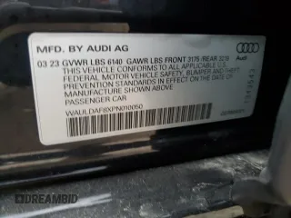 2023 Audi A8 with VIN WAULDAF8XPN010050, listed as a Copart auction lot 78076854 with 36,058 mi miles and Salvage Title. Bid and sale history available at carsss.com. Image 12.