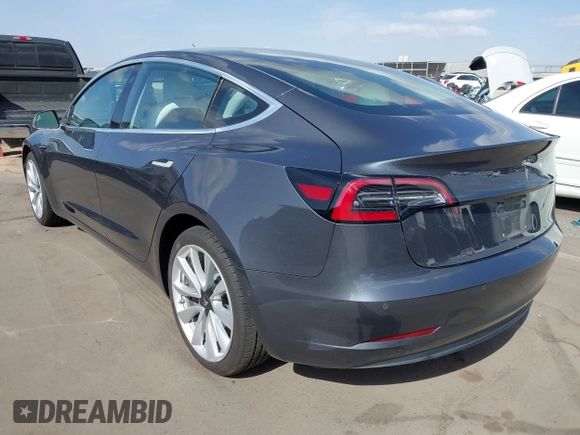 2018 Tesla Model 3 Long Range Battery with VIN 5YJ3E1EA5JF169097, listed as a IAAI auction lot 41916873 with 81,919 mi miles. Bid and sale history available at carsss.com. Image 3.