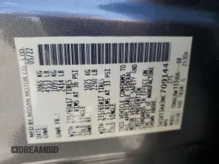 2022 Nissan Rogue S with VIN 5N1BT3AA3NC709144, listed as a Copart auction lot 56034605 with 56,104 mi miles and Salvage title. Bid and sale history available at DreamBid. Image 13.