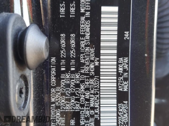 2020 Lexus NX with VIN JTJGJRDZ5L2133271, listed as a Copart auction lot 41495555 with 118,536 mi miles and Salvage Title. Bid and sale history available at carsss.com. Image 13.