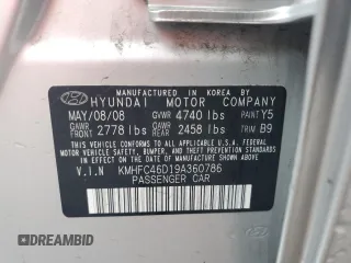 2009 Hyundai Azera GLS with VIN KMHFC46D19A360786, listed as a Copart auction lot 63695005 with 102,733 mi miles and Clean title. Bid and sale history available at DreamBid. Image 13.